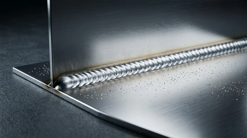 Cordon de sudură TIG pe oțel inoxidabil cu aspect de solzi regulați și zonă de influență termică minimă