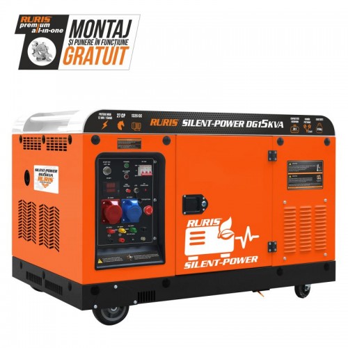  Generator RURIS Silent-Power DG15KVA 27 CP - 13 kW insonorizat, pornire electrica cu ATS inclus 