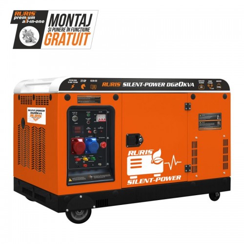 Generator RURIS Silent-Power DG20KVA 27 CP - 18 kW insonorizat, pornire electrica cu ATS inclus 