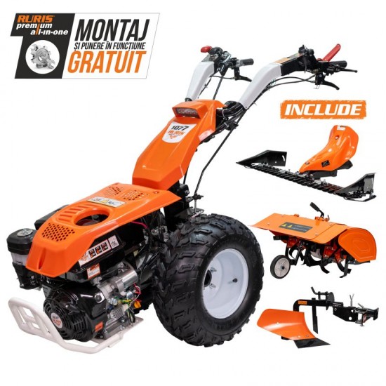 Motocultivator RURIS 1077CSP + lama de cosit CX77 + freza de sapat SX77 + plug PX77 16 CP