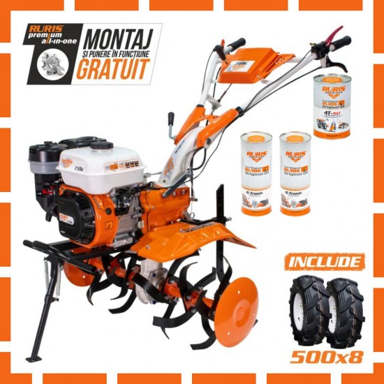 Motosapatoare RURIS 731K Start + roti cauciuc 5.00-8, 8.5 CP