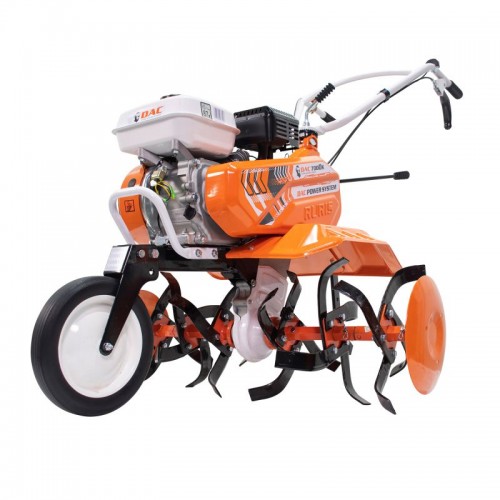 Motosapa DAC 7000K, 7CP, roti cauciuc 4.00-8+rarita ajustabila+roti metalice+Remorca RURIS 450S, 450 kg, Frana Mecanica si Basculare Manuala