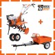 Motosapatoare DAC 185, 8.5 CP + roti cauciuc 5.00-8 + Remorca Ruris 450S
