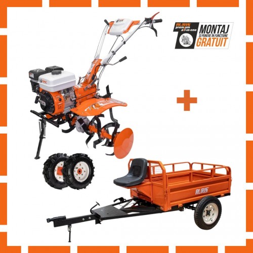 Motosapatoare DAC 185, 8.5 CP + roti cauciuc 5.00-8 + Remorca Ruris 550S