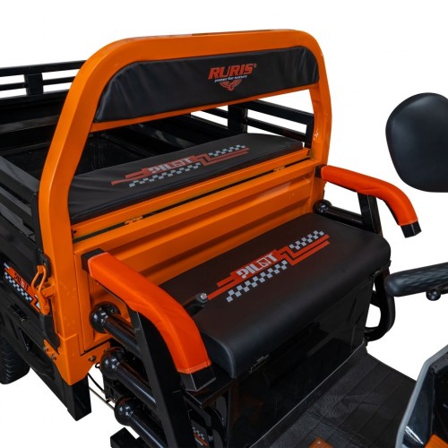 Triciclu electric cargo RURIS Pilot 3130A, Motor 3600W, Baterie 72V 58Ah, Autonomie 80 km, Capacitate 603 kg, Frana Fata Disc / Spate Tambur, Negru