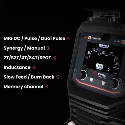 Spartus XPRO350 DP - 350A,  Aparat de sudura MIG MAG Pulsat, 400V Rola 15Kg
