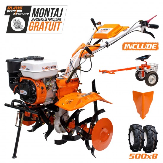 Motosapatoare RURIS 731ACC2 + roti cauciuc 5.00-8 + rarita + accesoriu tractat 8,5 CP