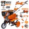 motosapa ruris 7500acc6 + roti cauciuc 4.00-8+rarita ajustabila+plug+adaptor+dispozitiv cartofi+cultivator multifunctional+accesoriu tractat+roti metalice 400 fara manicot+remorca ruris 550s