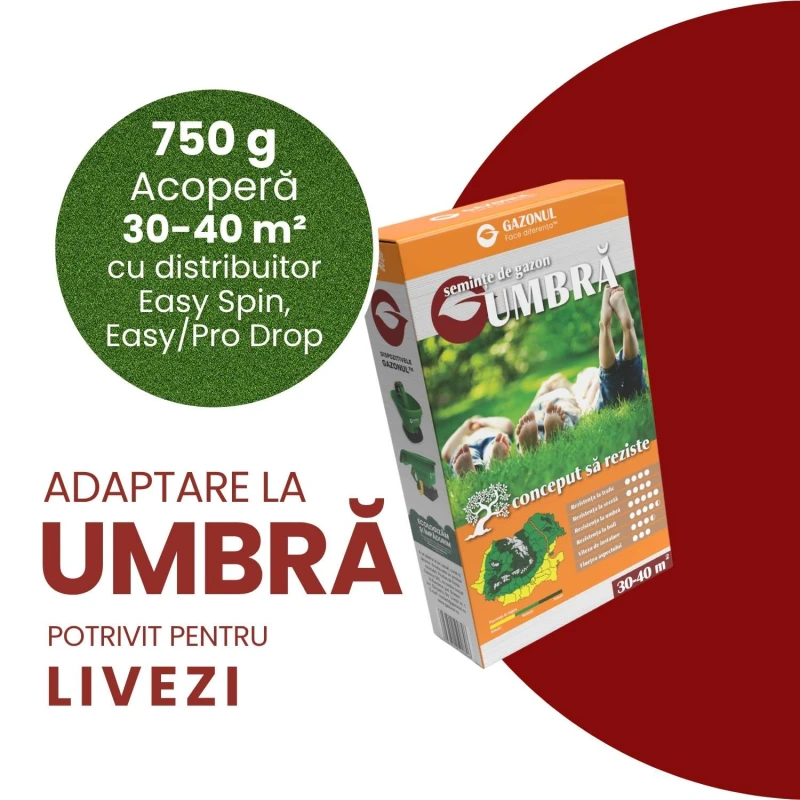 Semințe Gazon Umbră pentru livezi, spații umbrite și semiumbrite, 0.75 kg Semințe Gazon Umbră pentru livezi, spații umbrite și semiumbrite, 0.75 kg