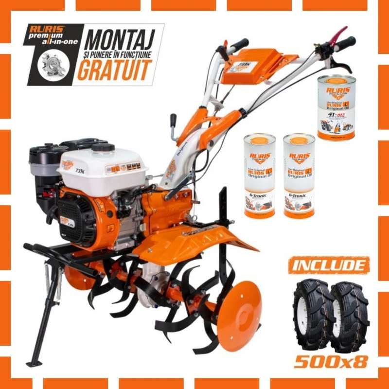 Motosapatoare RURIS 731K Start + roti cauciuc 5.00-8, 8.5 CP Motosapatoare RURIS 731K Start + roti cauciuc 5.00-8, 8.5 CP