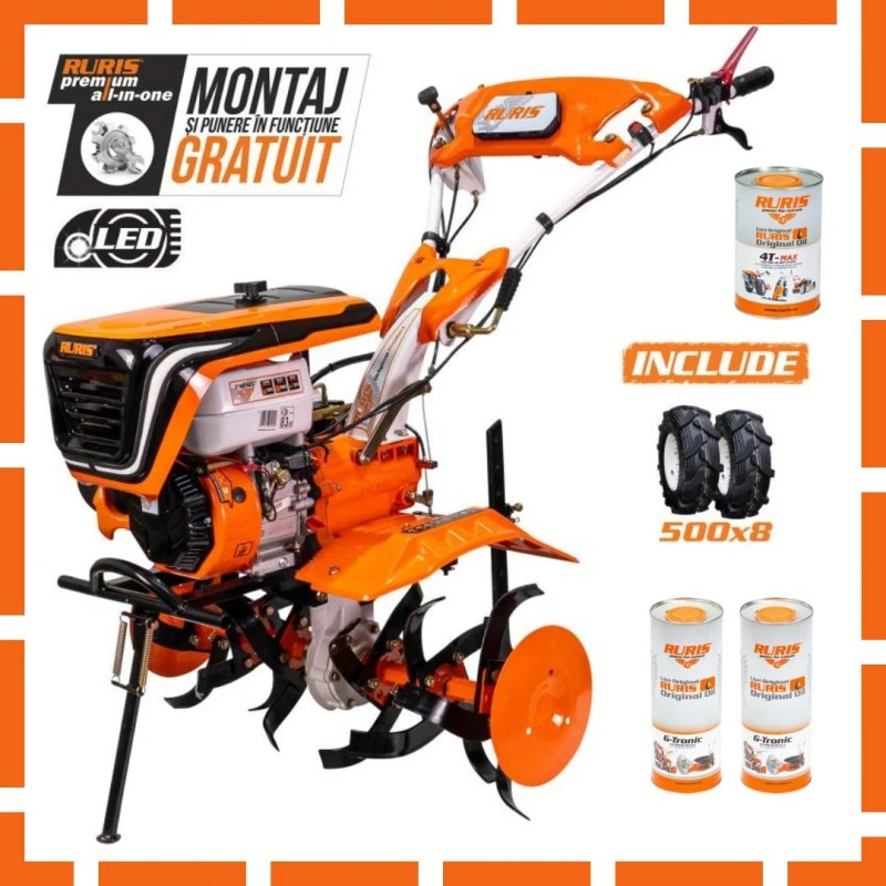 Motosapatoare RURIS 732K + roti cauciuc 5.00-8, 8.5 CP Motosapatoare RURIS 732K + roti cauciuc 5.00-8, 8.5 CP