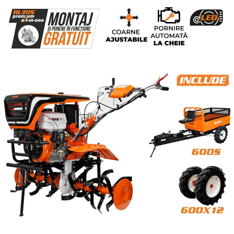 Motosapatoare RURIS 918 K PILOT + roti cauciuc 6.00-12 +Remorca RURIS 4 x 4 600 S 18 CP Motosapatoare RURIS 918 K PILOT + roti cauciuc 6.00-12 +Remorca RURIS 4 x 4 600 S 18 CP