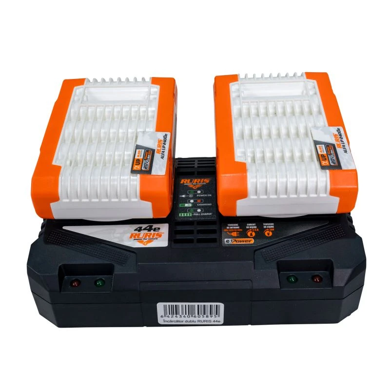 Kit 2 acumulatori + incarcator dublu RURIS Alfa UP 4444e 20 V Kit 2 acumulatori + incarcator dublu RURIS Alfa UP 4444e 20 V