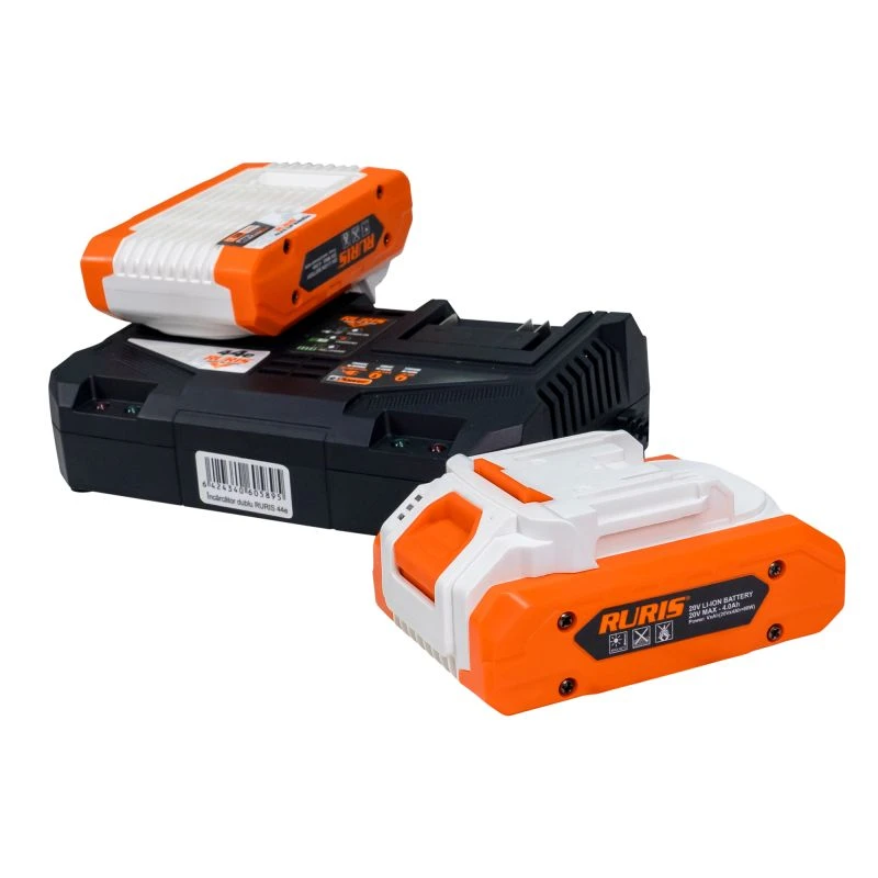 Kit 2 acumulatori + incarcator dublu RURIS Alfa UP 4444e 20 V Kit 2 acumulatori + incarcator dublu RURIS Alfa UP 4444e 20 V