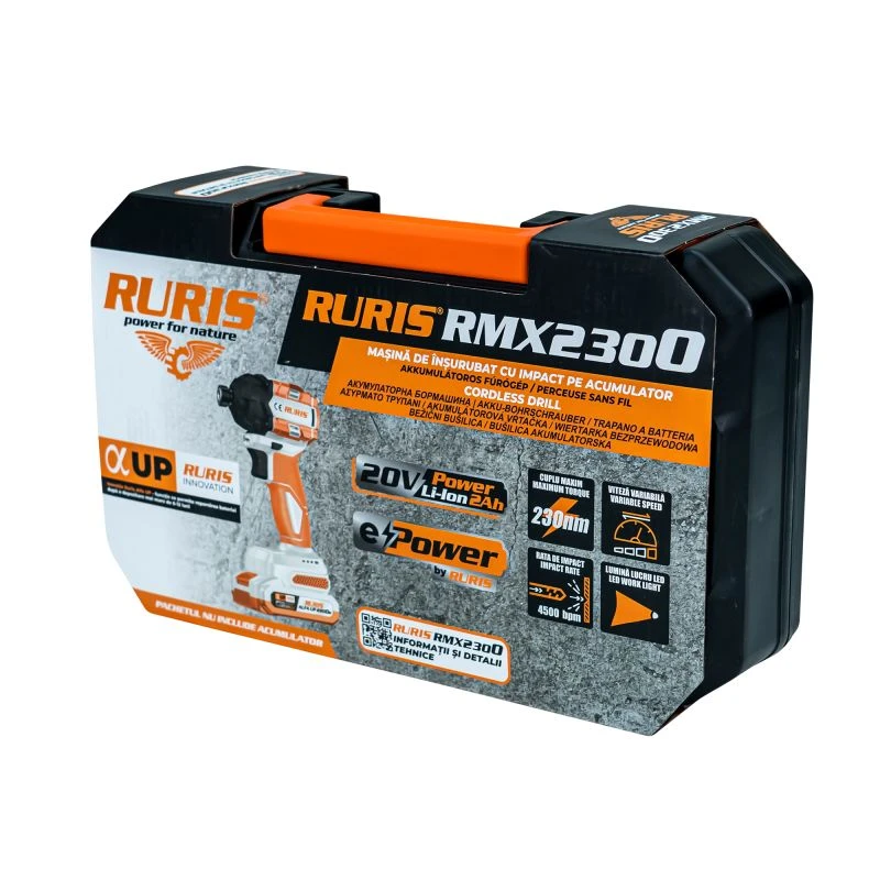 Masina de insurubat cu impact pe acumulator RURIS RMX 2300 POWER ALFA UP {contine acumulator 4Ah+incarcator} Masina de insurubat cu impact pe acumulator RURIS RMX 2300 POWER ALFA UP {contine acumulator 4Ah+incarcator}