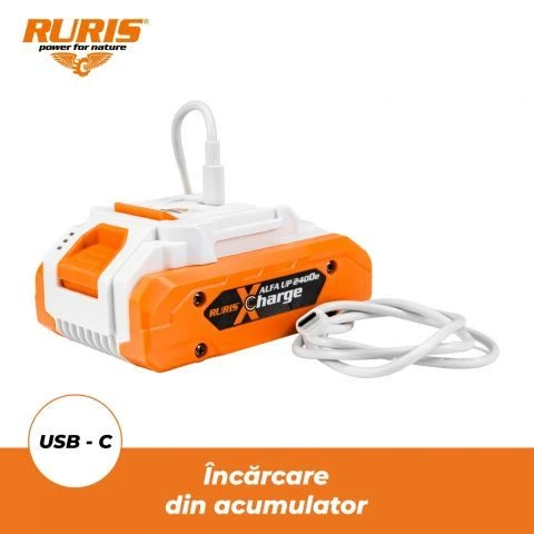 Ruris Acumulator ALFA UP 2400e, 20V, 4 Ah, incarcare USB-C Ruris Acumulator ALFA UP 2400e, 20V, 4 Ah, incarcare USB-C