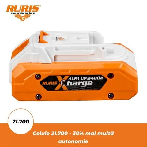 Ruris Acumulator ALFA UP 2400e, 20V, 4 Ah, incarcare USB-C Ruris Acumulator ALFA UP 2400e, 20V, 4 Ah, incarcare USB-C