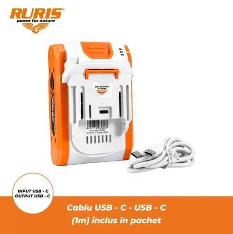 Ruris Acumulator ALFA UP 2400e, 20V, 4 Ah, incarcare USB-C