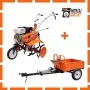 Motosapa DAC 7000K, 7CP, roti cauciuc 4.00-8+rarita ajustabila+roti metalice+Remorca RURIS 450S, 450 kg, Frana Mecanica si Basculare Manuala