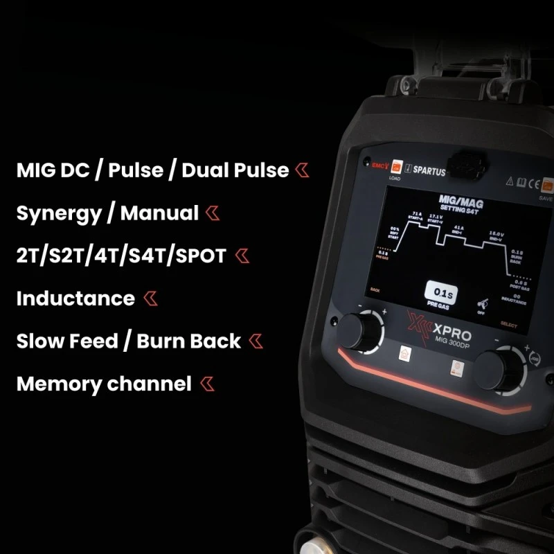 Spartus XPRO350 DP - 350A, Aparat de sudura MIG MAG Pulsat, 400V Rola 15Kg Spartus XPRO350 DP - 350A, Aparat de sudura MIG MAG Pulsat, 400V Rola 15Kg
