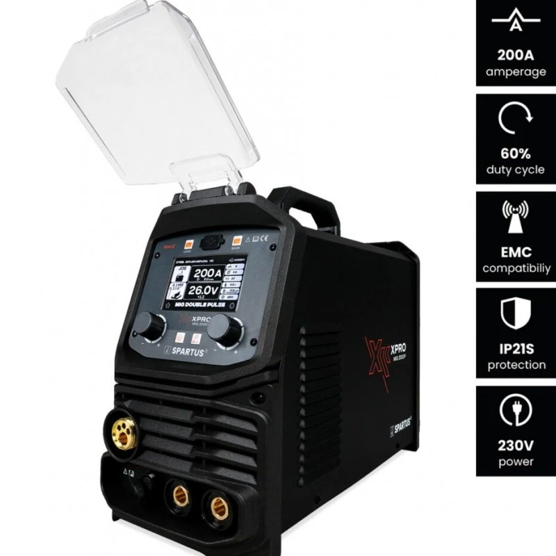 Spartus XPRO 200 DUAL PULSE - 200A, Aparat de sudura MIG MAG 220V Rola 5Kg Spartus XPRO 200 DUAL PULSE - 200A, Aparat de sudura MIG MAG 220V Rola 5Kg