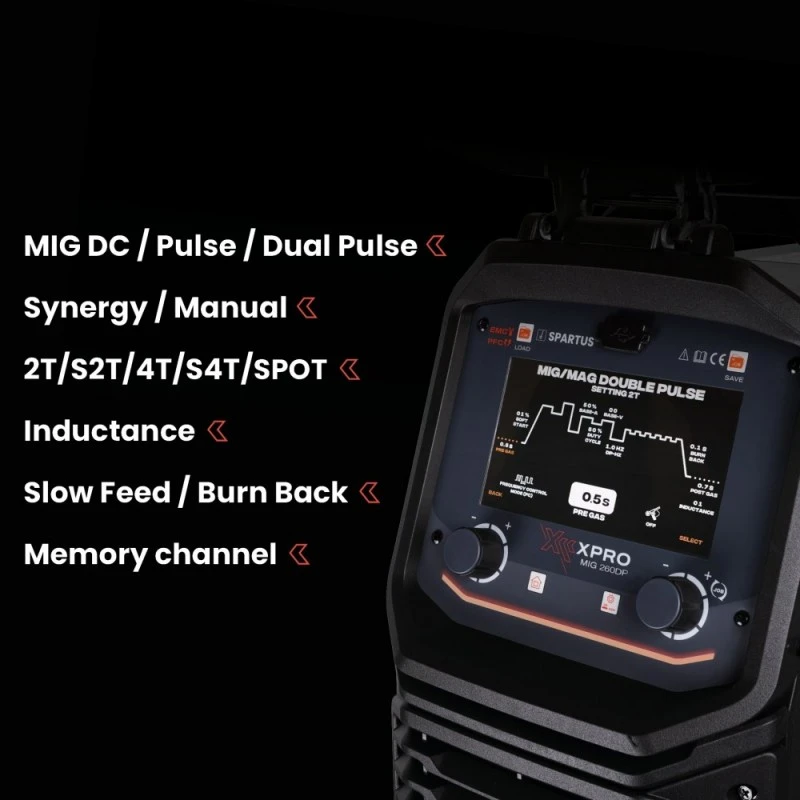 Spartus XPRO 260 DUAL PULSE - 250A, Aparat de sudura MIG MAG 220V, cap. rola 15Kg Spartus XPRO 260 DUAL PULSE - 250A, Aparat de sudura MIG MAG 220V, cap. rola 15Kg