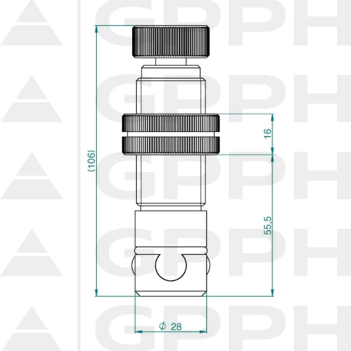 Bolt prindere montaj rapid UNI masa sudura, GPPH, 28_A_001, sistem orificii 28 mm, reglaj 20-62 mm, mecanism cu bile