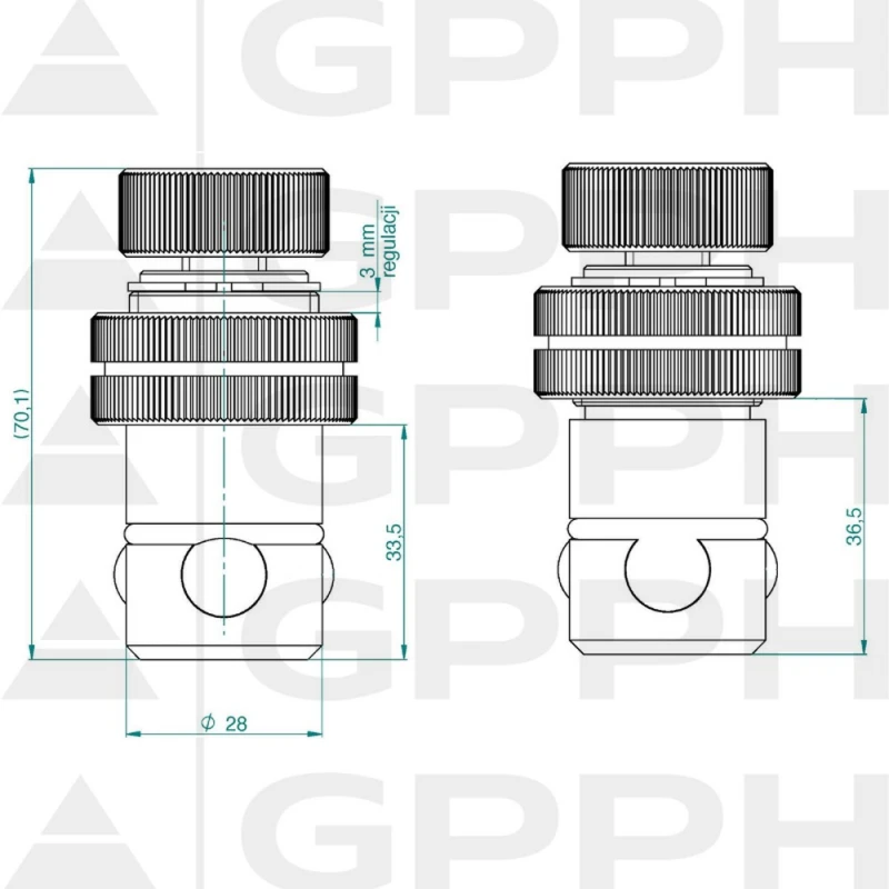 Bolt prindere rapida reglabil ECOPLUS, GPPH, 28_A_002_ECO_PLUS, 28 mm