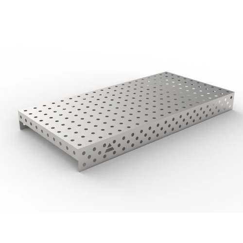 Capac inox masa sudura, GPPH, 28_100x100_NZSN_200x100, 2000x1000 mm, orificii 28 mm, retea 100x100, otel inoxidabil 1 mm