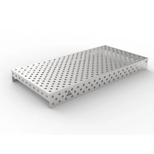 Capac inox masa sudura, GPPH, 28_DIAG_NZSN_200x100, 2000x1000 mm, orificii 28 mm, retea diagonala, otel inoxidabil 1 mm