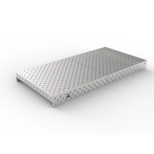 Capac inox masa sudura, GPPH, 16_DIAG_NZSN_240x120, 2400x1200 mm, orificii 16 mm, retea diagonala, otel inoxidabil 1 mm