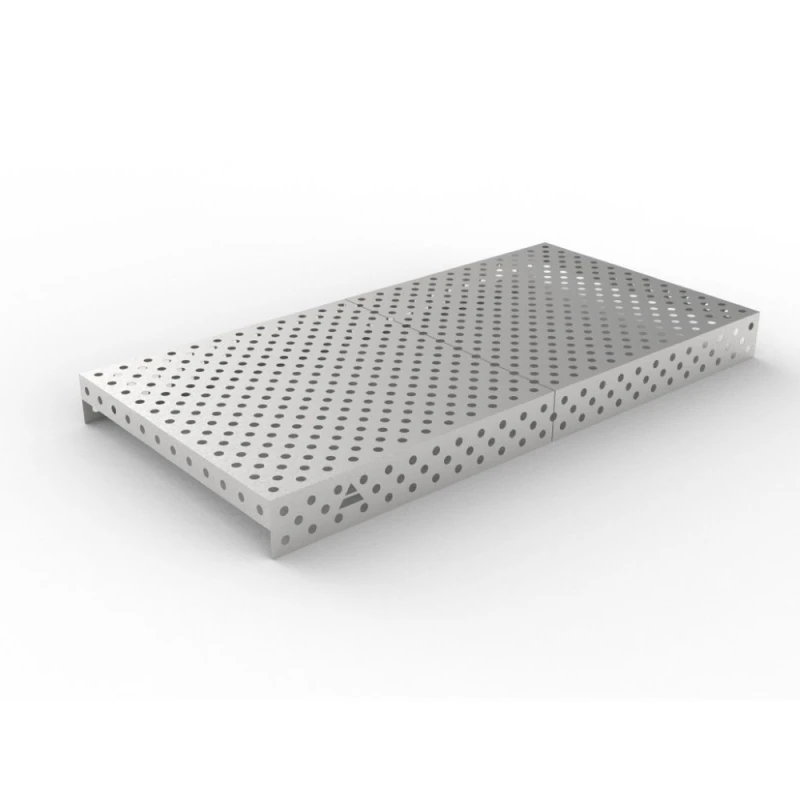 Capac inox masa sudura, GPPH, 2400x1200 mm, orificii 28 mm, retea diagonala