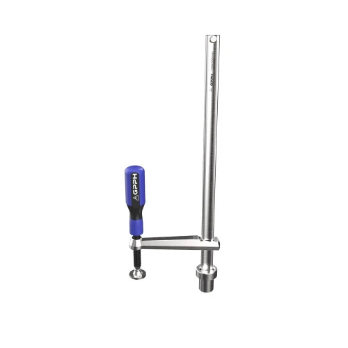 Clema fixare masa sudura, GPPH, 28_C_001, sistem orificii 28 mm, cu surub, deschidere 380 mm, adancime prindere 130 mm