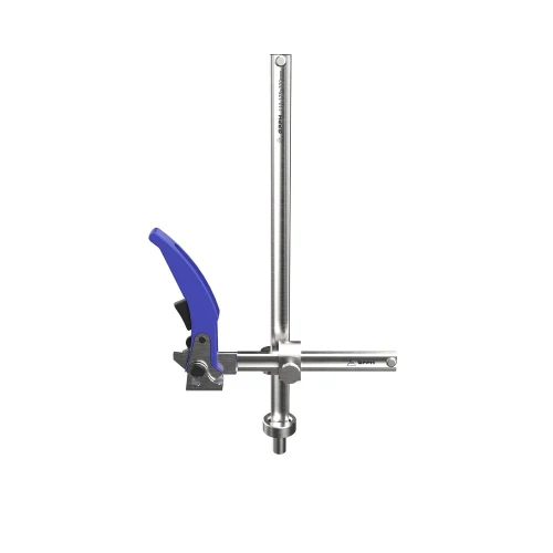 Clema fixare cu parghie si brat reglabil masa sudura, GPPH, 16_C_004, sistem orificii 16 mm, deschidere 370 mm