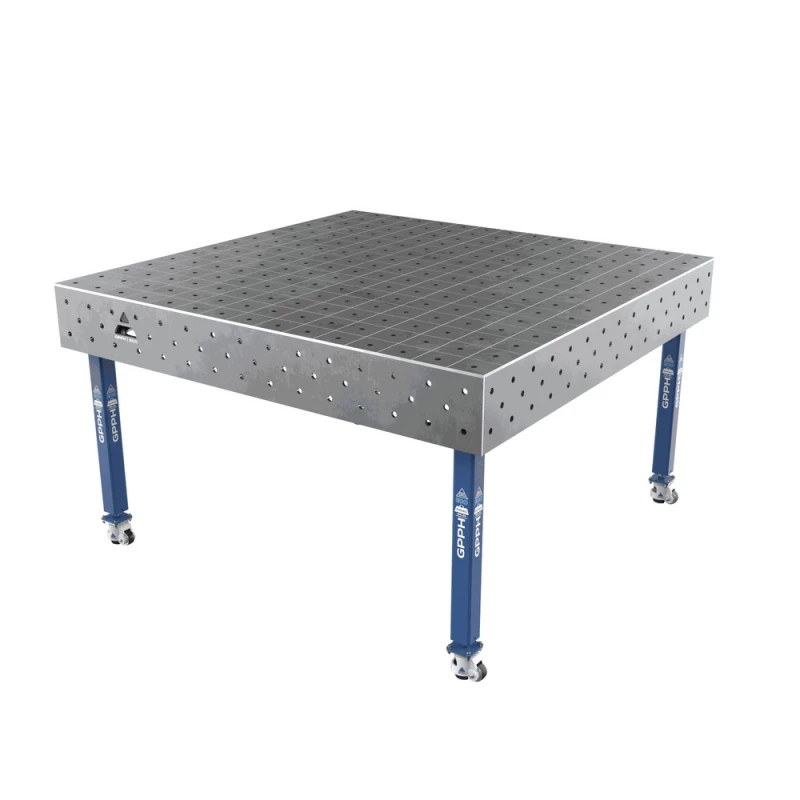 Masa sudura, GPPH, ECO, 1500x1480 mm, blat 8 mm, gauri 16 mm, retea 100x100, pe roti