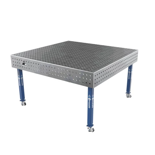 Masa sudura profesionala, GPPH, ECO, 16_50x50_K_TWT_ECO_150x148, 1500x1480 mm, blat 8 mm, gauri 16 mm, retea 50x50, pe roti