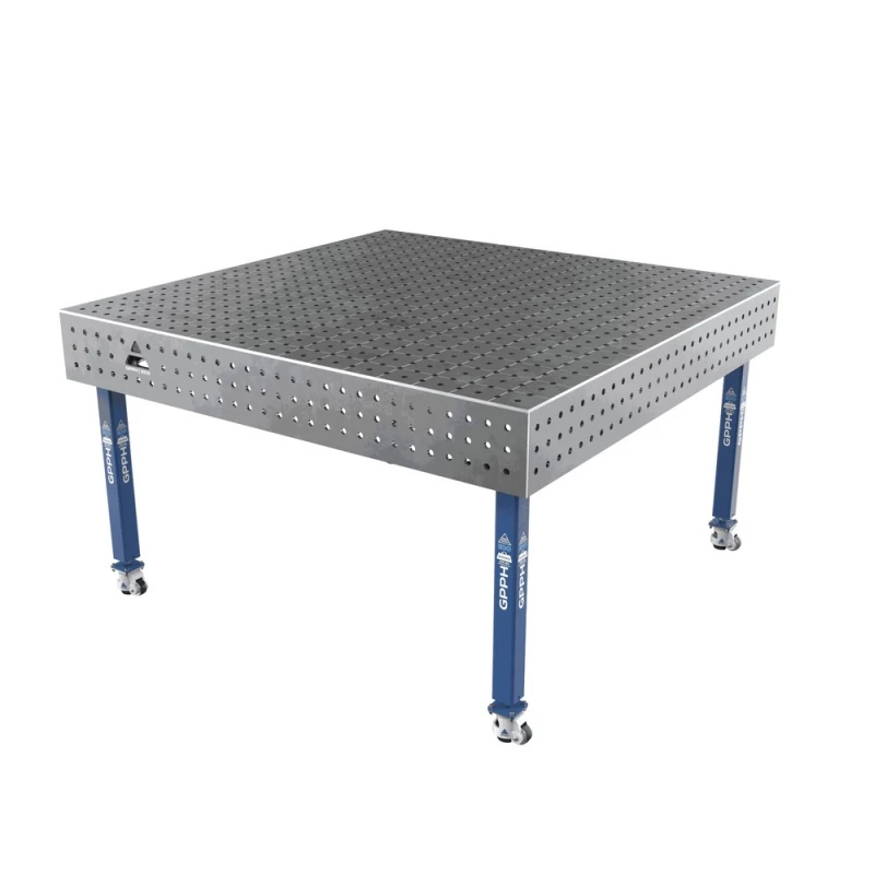 Masa sudura, GPPH, ECO, 1500x1480 mm, blat 8 mm, gauri 16 mm, retea 50x50, pe roti