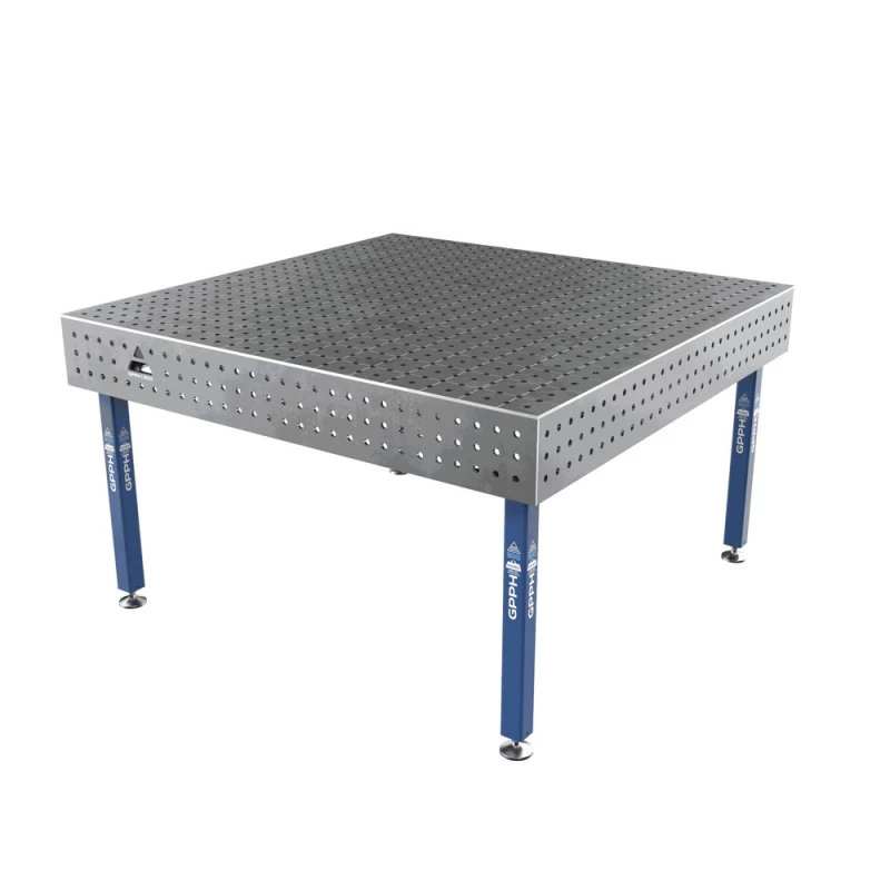 Masa sudura, GPPH, ECO, 1500x1480 mm, blat 8 mm, gauri 16 mm, retea 50x50, pe picioare cu talpa
