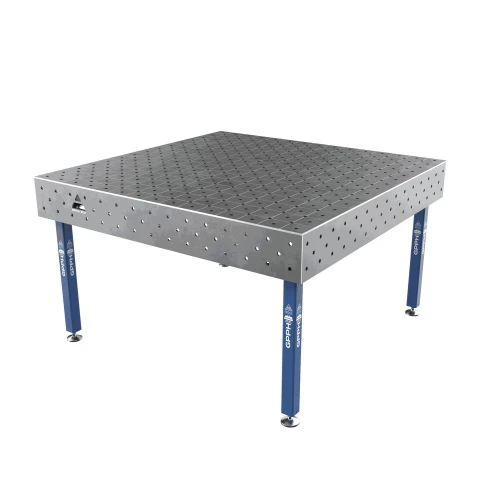 Masa sudura, GPPH, ECO, 16_DIAG_S_TWT_ECO_150x148, 1500x1480 mm, blat 8 mm, gauri 16 mm, retea diagonala, pe picioare cu talpa