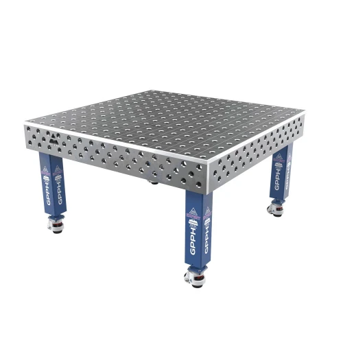 Masa sudura profesionala, GPPH, EXPERT, 28_100x100_K_TWT_EXPERT_150x148, 1500x1480 mm, blat 25 mm, gauri 28 mm, 100x100, pe roti