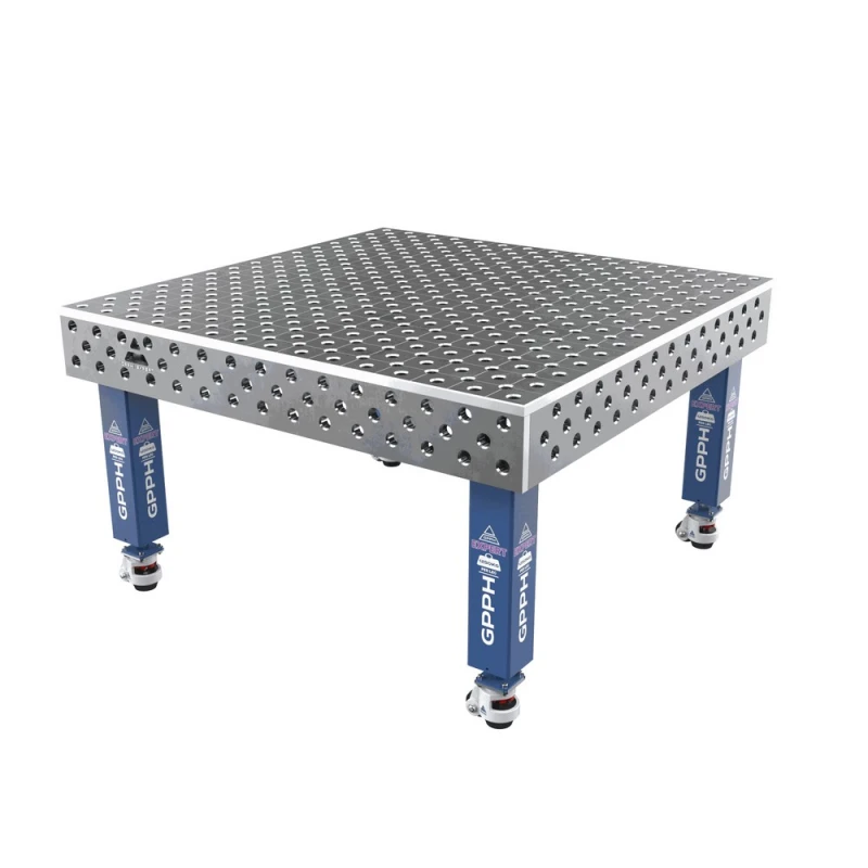 Masa sudura profesionala, GPPH, EXPERT, 1500x1480 mm, gauri 28 mm, retea diagonala, pe roti