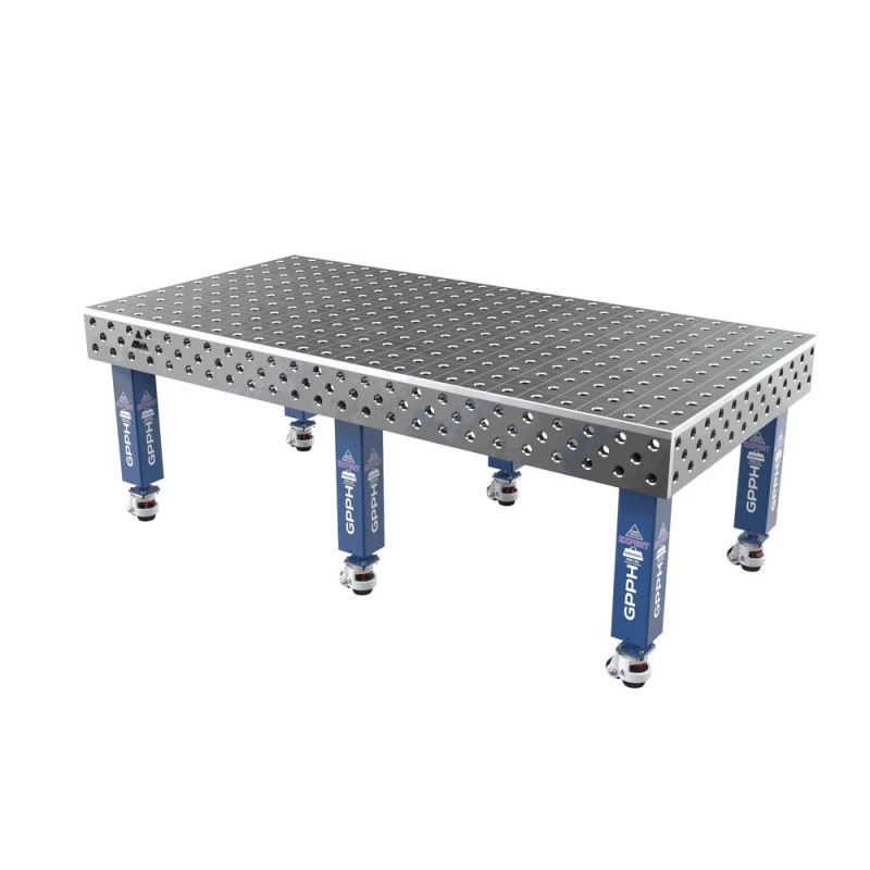 Masa sudura profesionala, GPPH, EXPERT, 2400x1200 mm, gauri 28 mm, retea 100x100, pe roti