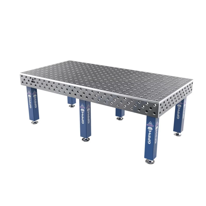 Masa sudura profesionala, GPPH, EXPERT, 2400x1200 mm, gauri 28 mm, retea 100x100, pe picioare cu talpa
