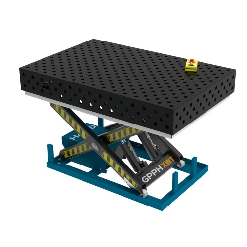 Masa sudura cu ridicare hidraulica, GPPH, XWT ECO, 28_DIAG_XWT_ECO_150x100, 1500x1000 mm, gauri 28 mm, retea diagonala