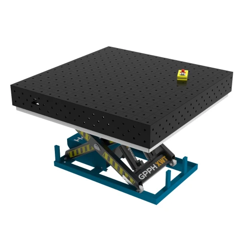 Masa sudura cu ridicare hidraulica, GPPH, XWT ECO, 16_100x100_XWT_ECO_150x148, 1500x1480 mm, gauri 16 mm, retea 100x100