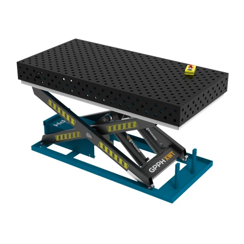 Masa sudura cu ridicare hidraulica, GPPH, XWT EXPERT, 28_DIAG_XWT_EXPERT_200x100, 2000x1000 mm, gauri 28 mm, retea diagonala