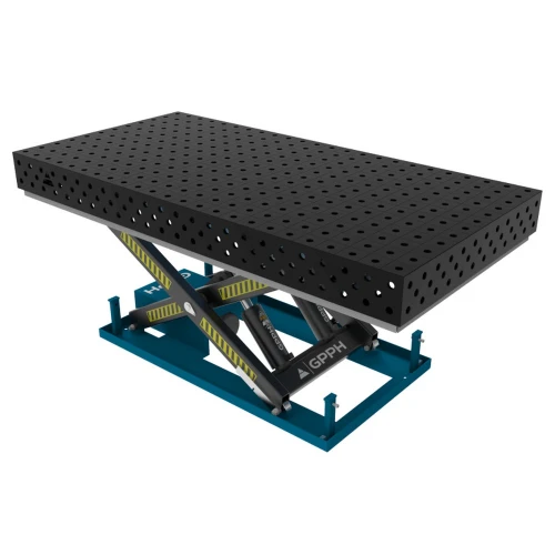 Masa sudura cu ridicare hidraulica, GPPH, XWT EXPERT, 28_100x100_XWT_EXPERT_240x120, 2400x1200 mm, gauri 28 mm, retea 100x100