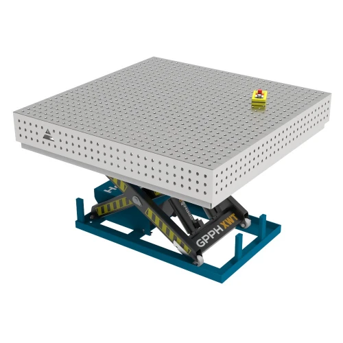 Masa sudura cu ridicare hidraulica, GPPH, XWT PLUS INOX, 16_50x50_XWT_INOX_PLUS_150x148, 1500x1480 mm, gauri 16 mm, retea 50x50