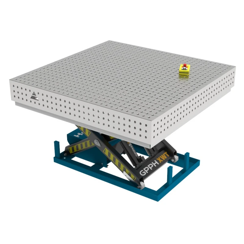 Masa sudura cu ridicare hidraulica, GPPH, XWT PLUS INOX, 1500x1480 mm, gauri 16 mm, retea 50x50