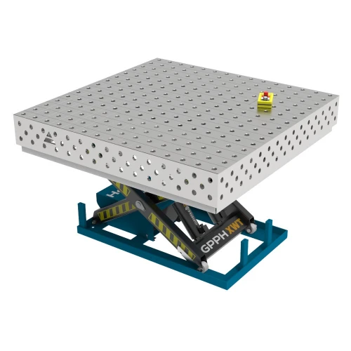Masa sudura cu ridicare hidraulica, GPPH, XWT PRO INOX, 28_100x100_XWT_INOX_PRO_150x148, 1500x1480 mm, gauri 28 mm, retea 100x100